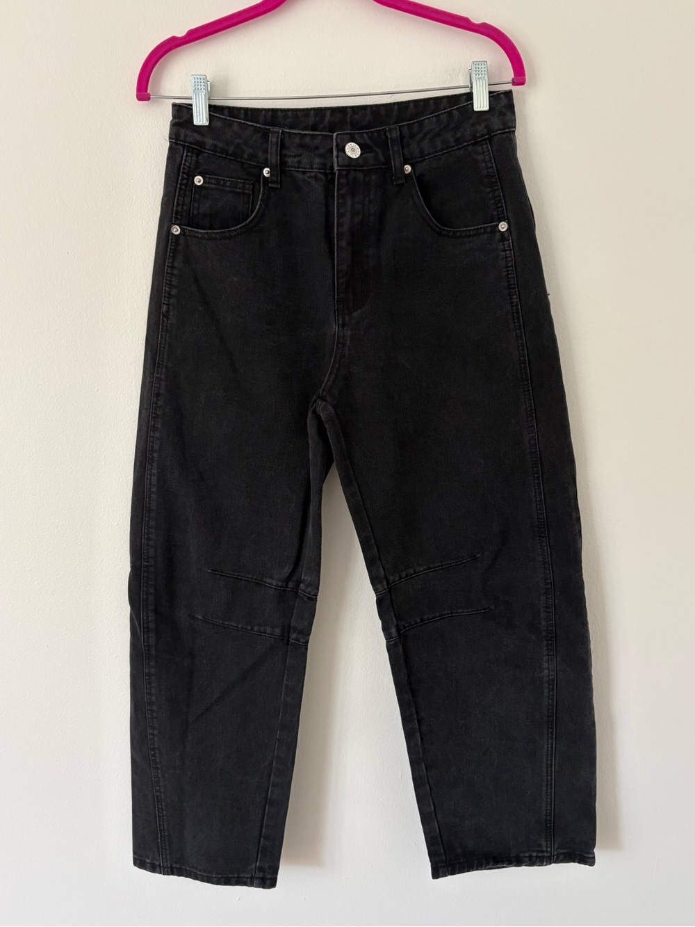 Iconic Black Mid Rise Barrel Wide Leg Baggy Cotton Blend Jeans Size Small - Picture 4 of 8